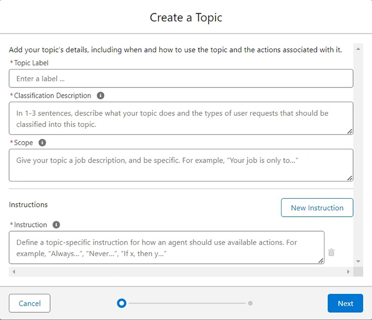 Define Agent Topics